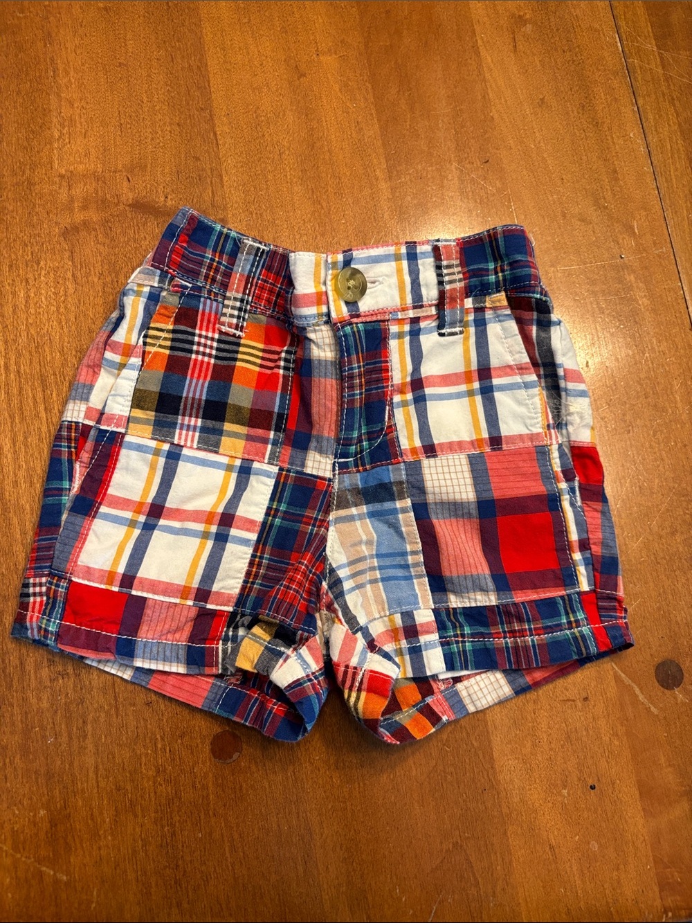 Janie and Jack Patchwork Plaid Shorts - Red, Blue, Yellow, White